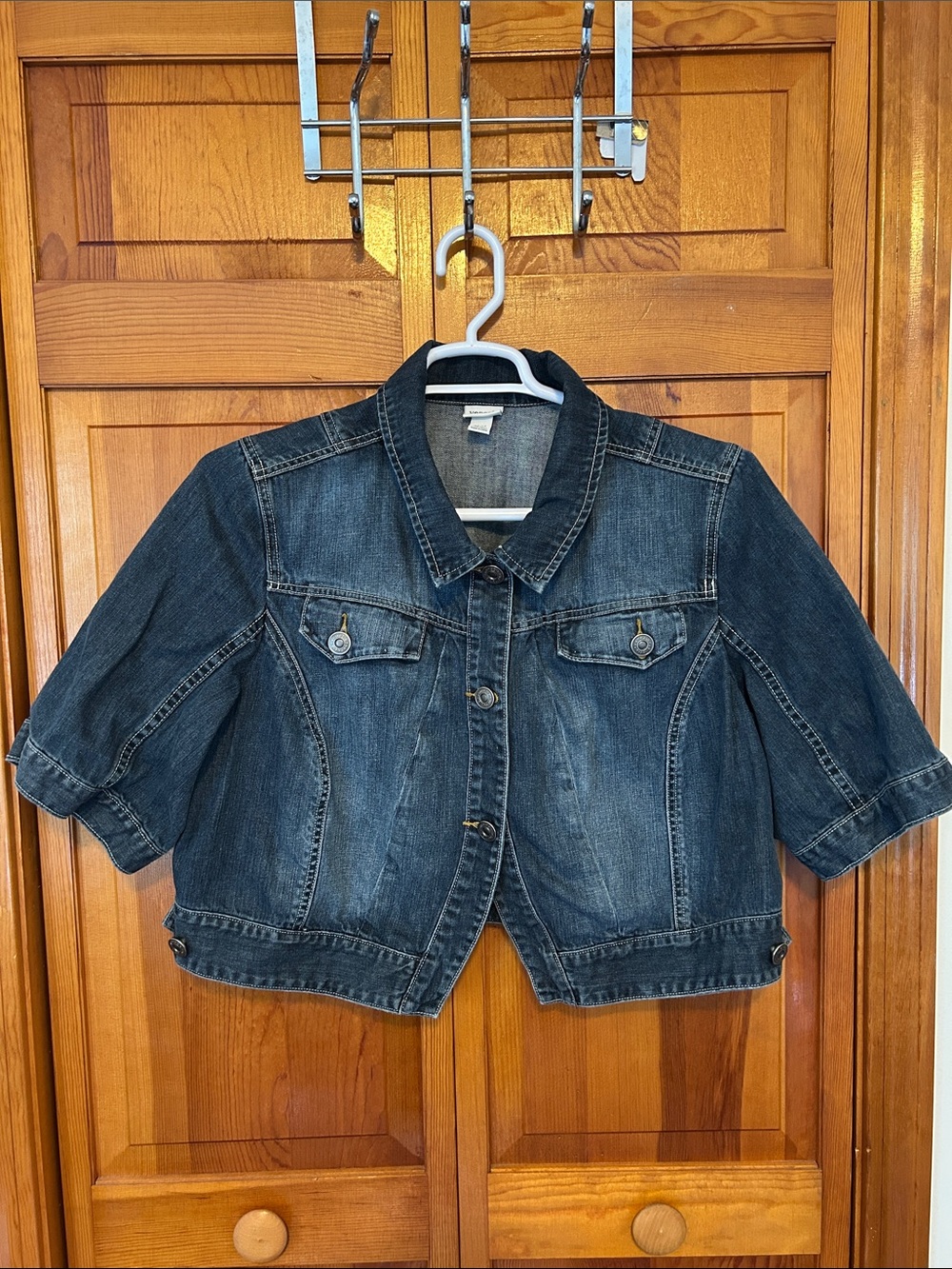 Venezia Dark Blue Cropped Denim Jacket Plus 22/24 EUC 3/4 Sleeves